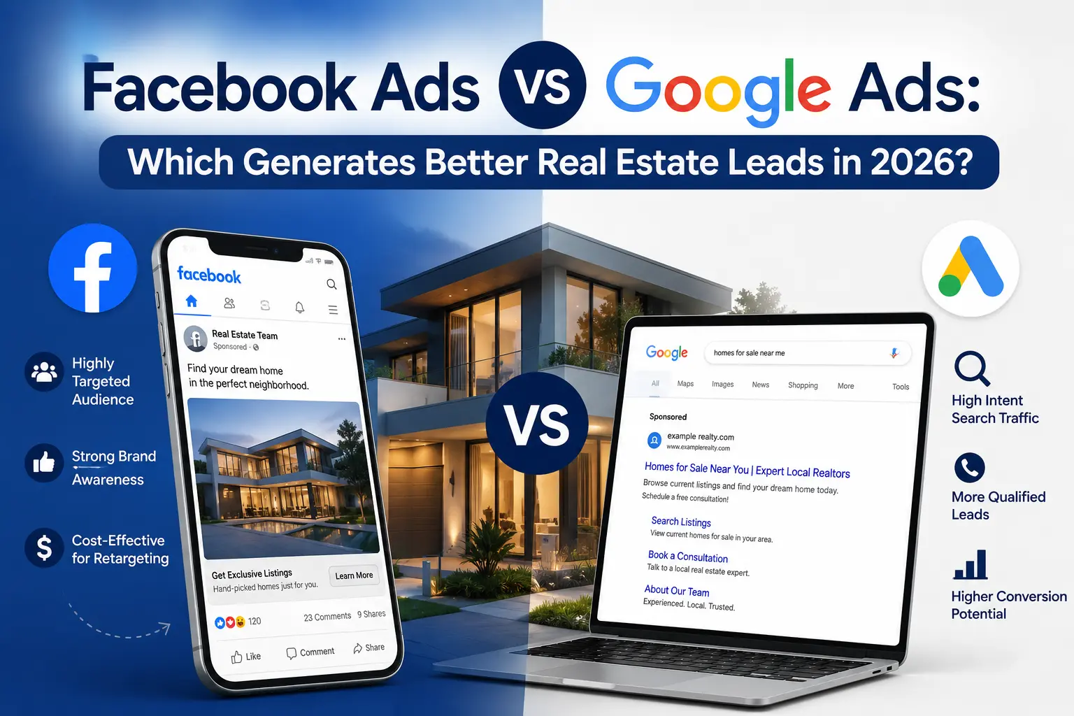 Facebook Ads vs Google Ads: Which Generates Better Real Estate Leads in 2026?